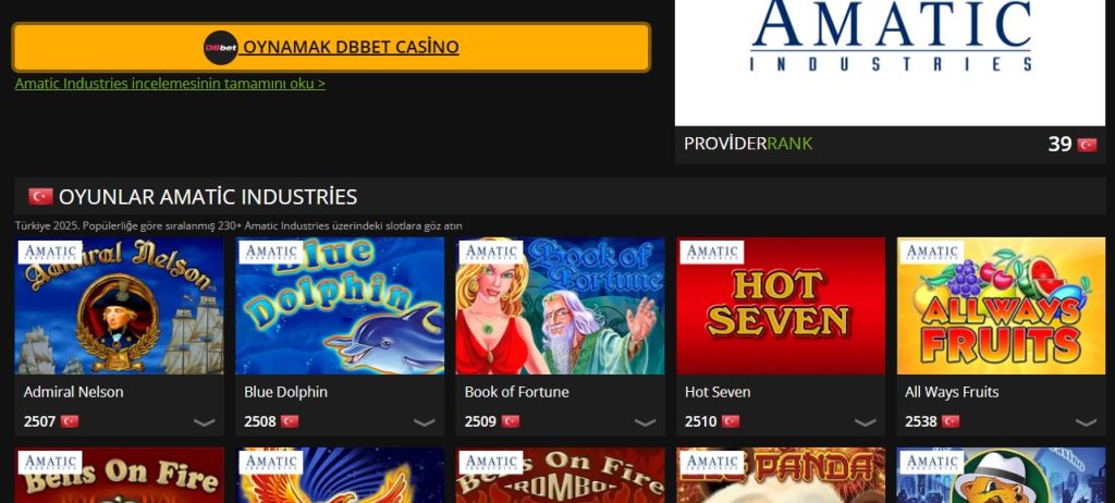 MersoBahis Amatic Sağlayıcısı Oyunları